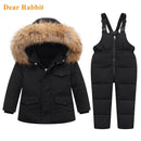Parka Echtpelz Kapuze Jungen Baby Overalls Winter Daunenjacke Warme Kinder Mantel Kind Schneeanzug Schnee Kleinkind Mädchen Kleidung Kleidung Set