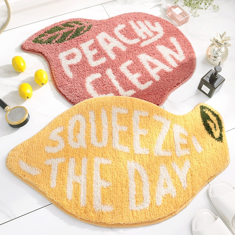 Flocking Fruit Peach Lemon Shape Home Entrance Mat Bedroom Bathroom Door Non-slip Foot Pad