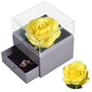 Joyero de rosa eterna natural para el día de la madre / w 100 idiomas Collar de amor Flores preservadas Anillo de propuesta Caja Regalos para ella