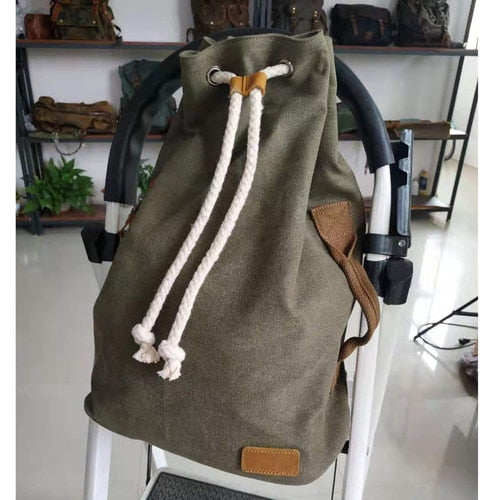 American Canvas Backpack Shoulder Bag yuan tong bao Vintage Bags Sports Gym Bag Travel Backpack Bucket Bag Men