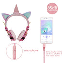 Cute Unicorn Headphones 3D Stereo Music Kids Headphones With Microphone Girls Cell Phone Children&