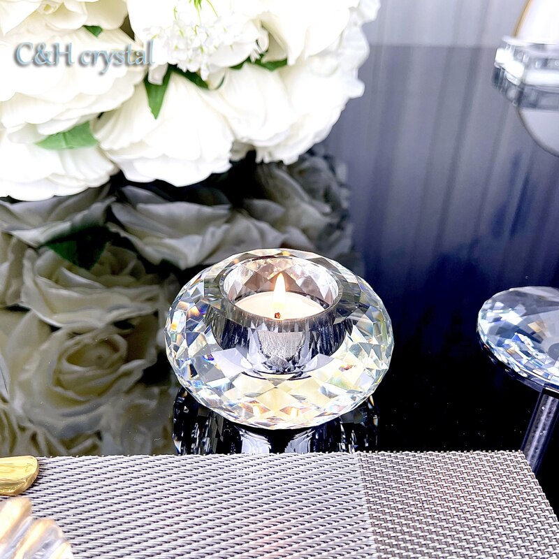 Portavelas de candelita de cristal K9 de grado superior para la decoración de la barra del hogar y centros de mesa