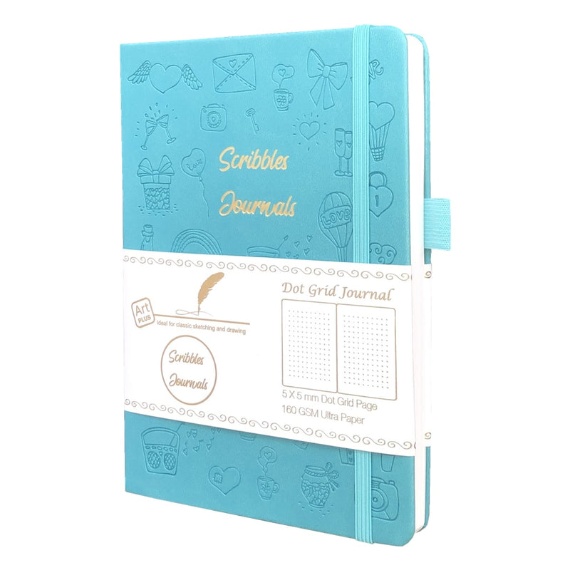 BUKE Dotted Journal Dot Grid Notebook Sketcbook - PU Leather, 160gsm Thick Paper, Inner Pocket, Elastic Closure, Pen Holder