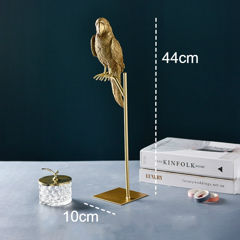 Nordic Creative Resin Simuliertes Tier Papagei Vogel Crafts Ornaments Gold Modern Home Desktop Dekoration Miniaturfiguren