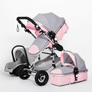 High Landscape Baby Stroller 3 in 1 With Car Seat Pink Stroller Luxury Travel Pram Car seat and Stroller Baby Carrier Pushchair