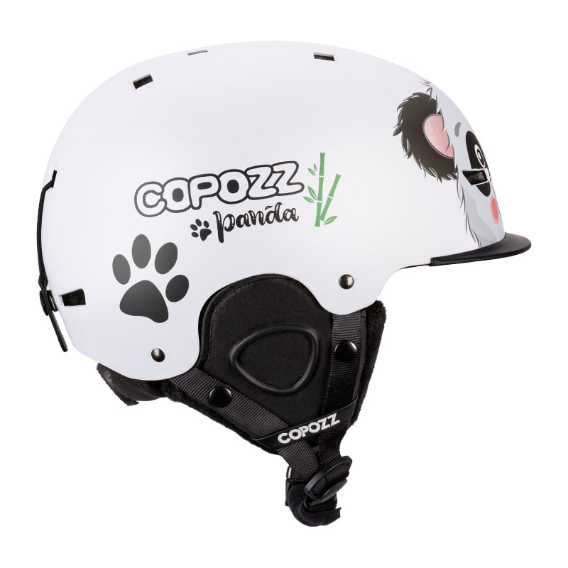 Casco de esquí COPOZZ de dibujos animados para niños, casco de Snowboard de protección para deportes al aire libre moldeado integralmente, equipo de esquí para mujeres