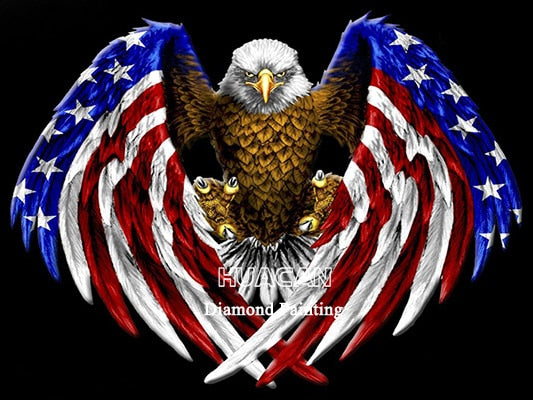 Huacan 5d Diamond Painting Kits Full American Flag Embroidery Eagle Mosaic Farmhouse Home Decor Handmade Gift