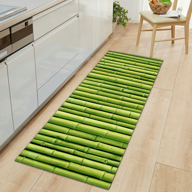 Kitchen Doormat 3D Green Grass Bamboo Print Floor Mat Hallway Living Room Balcony Bath Mat Non Slip Area Rugs Bathroom  Carpet