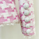 HIGH STREET Newest 2022 Fall Winter Designer Jacket Women's Lion Buttons Tassel Fringed Houndstooth Blends Tweed Blazer