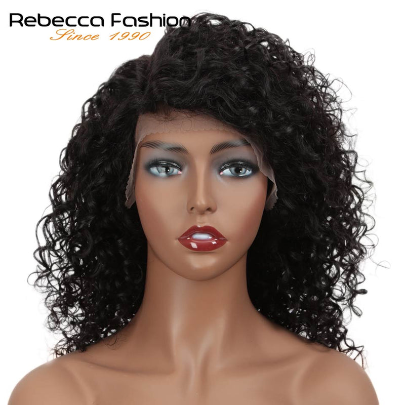 Jerry Curly Part Lace Human Hair Wigs With Baby Hair Brazilian Lace Part Short Curly Bob Wigs For Women Pre-Plucked Wig Rebecca