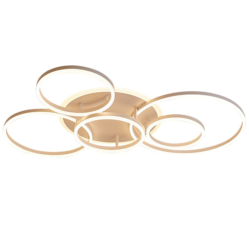 NEO Gleam 2/3/5/6 Circle Rings Modern led ceiling Lights For living Room Bedroom Study Room White/Brown Color ceiling Lamp