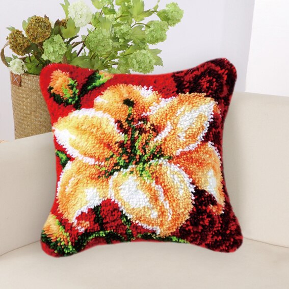 14 Style Flowers Latch Hook Kit Embroidery Crocheting Cross Stitch Latch Hook Needlework Knitting Embroidery Kits Pillows