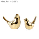 Figuritas de pájaros dorados para casa Polar, estatuas modernas de pájaros de cerámica, escultura de animales, artesanías para decoración del hogar, regalos de boda de cerámica dorada