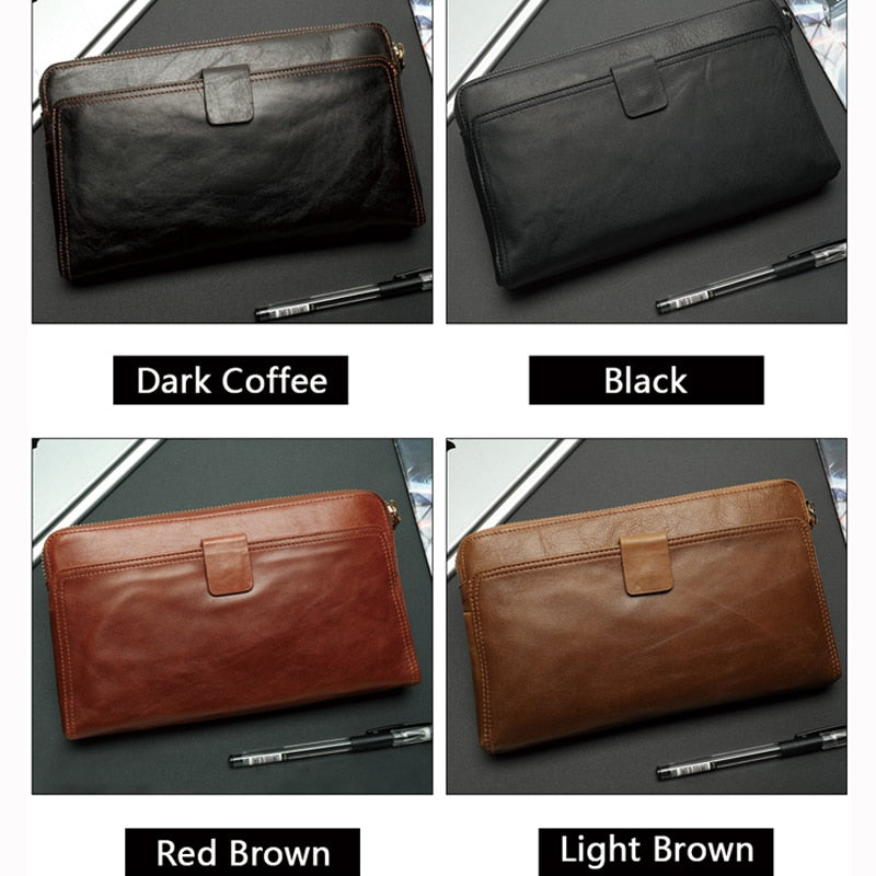 Cartera WESTAL para hombre, bolso de mano de cuero genuino, cartera para hombre, cartera de cuero para tarjetas de crédito, carteras para teléfono, monederos para pasaporte