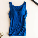 Women Built In Bra Padded Tank Top Female Modal Breathable Fitness Camisole Tops Solid Push Up Bra Vest Blusas Femininas