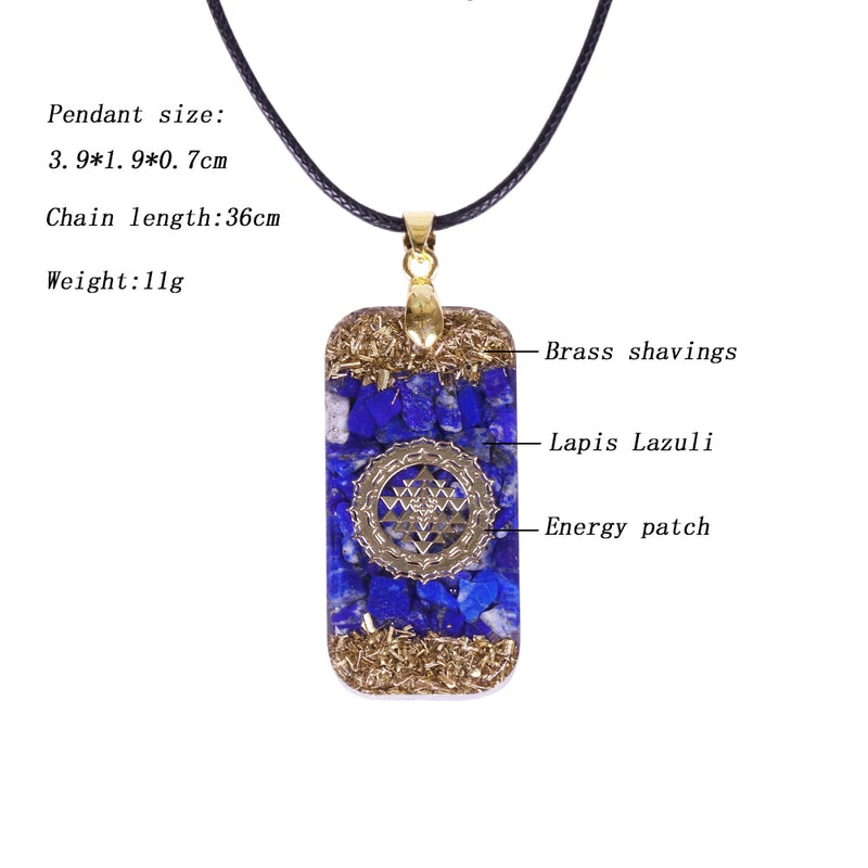 Colgante de energía de orgonita de lapislázuli, collar de piedras naturales, colgante de cristal de Reiki, joyería curativa para mujer