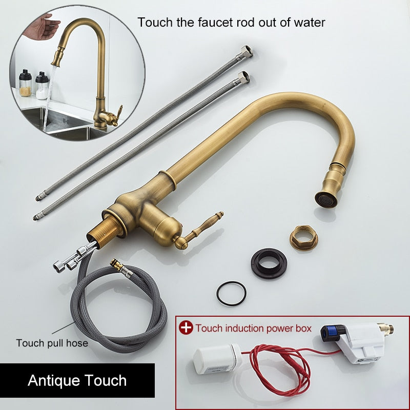 ELLEN Touch Control Küchenarmaturen Ausziehbare Antqiue Bronze Küchenmischbatterie Kran Sensor Wasserhahn Heißes Kaltes Wasser EL902B