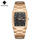 Relogio Masculino WWOOR 2022 nuevo reloj cuadrado para hombre con fecha de semana automática relojes de pulsera de cuarzo para hombre de lujo de acero inoxidable dorado