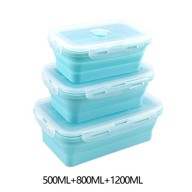 Food Storage Containers With Lids Silicone Collapsible BPA Free Lunch Fruit Salad Box Set reezer Microwavable