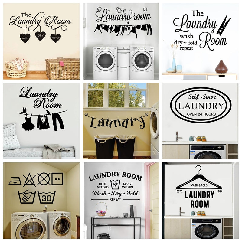Laundry Room Washing Quotes And Signs Wall Sticker Decoration For Washing Room WC And Toliet Sticker Decor Accessories