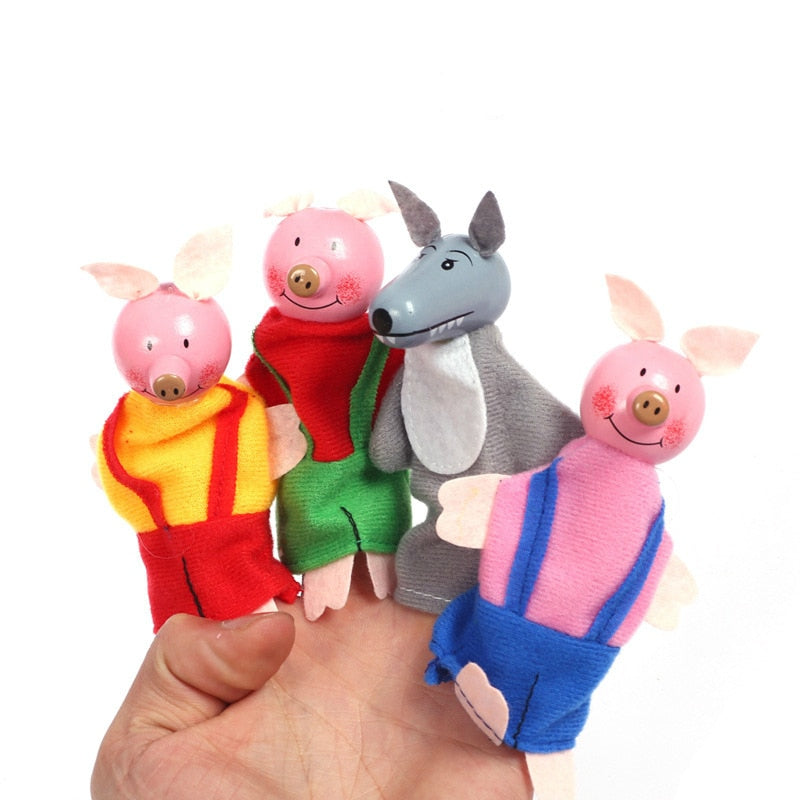 Baby Tell Story Finger Puppets Three Pigs Mermaid Castle Princess Cartoon Theater Role Play Educational Toys For Children Gifts