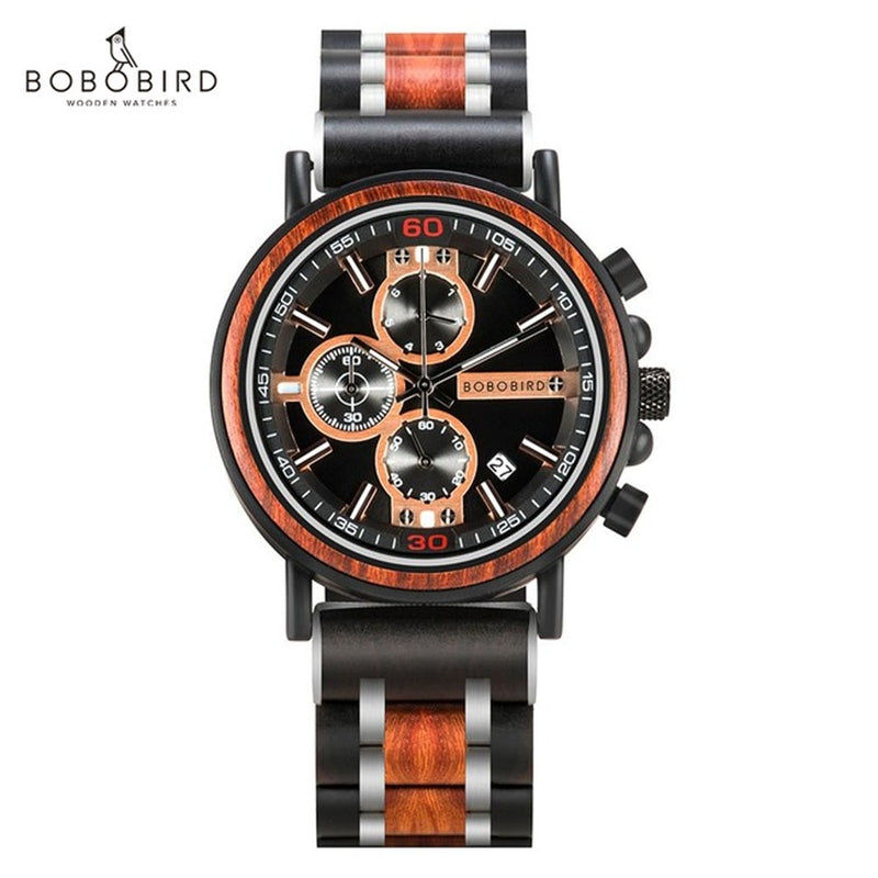 Bobo Bird Herrenuhren Armbanduhr für Herren Quarz Armbanduhren Male Chronograph Luminous Orologio Uomo Timepiece CustomGift