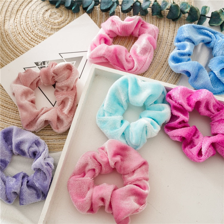 Wholesale Women Winter Velvet Scrunchie Pack 12pcs/lot Bright Pastel Color Elastic Hair tie Rope Girl Hair Schrunchy Set 2022