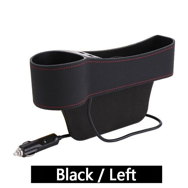 Auto Car Seat Gap Organizer PU Leather Storage Box Cup Holder Car Seat Side Slit Pocket Storage Bag With Dual USB Charger Ports