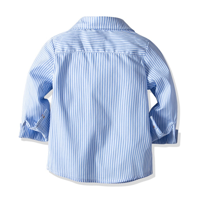 Child Boy Striped Shirt Clothes Suit 1-6 Years Boys Clothing Set Shirt Party Birthday Wedding Gift Kid Classy Clothes