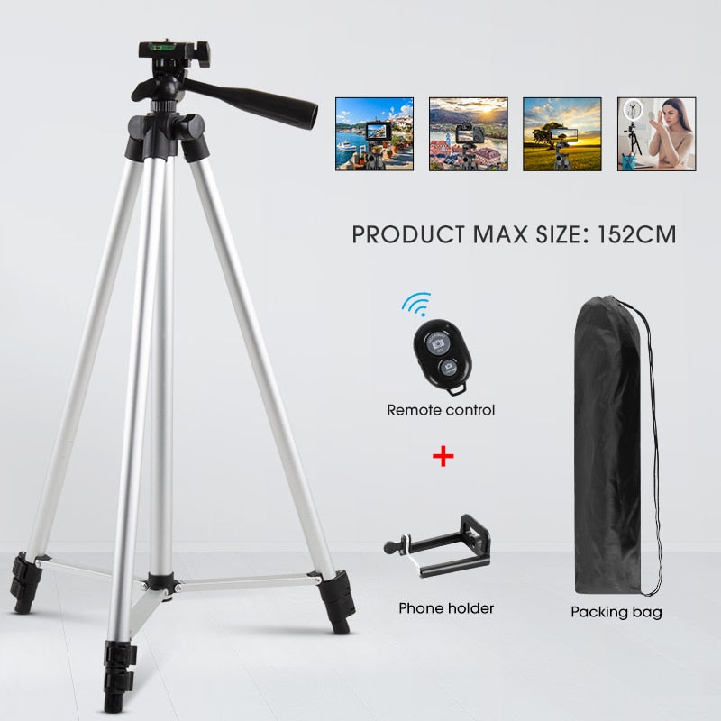40/52/60inch Mobile Phone Holder Extensible Tripod Stand Selfie Stick Tripod With Phone Holder For Live Streaming Video Photo