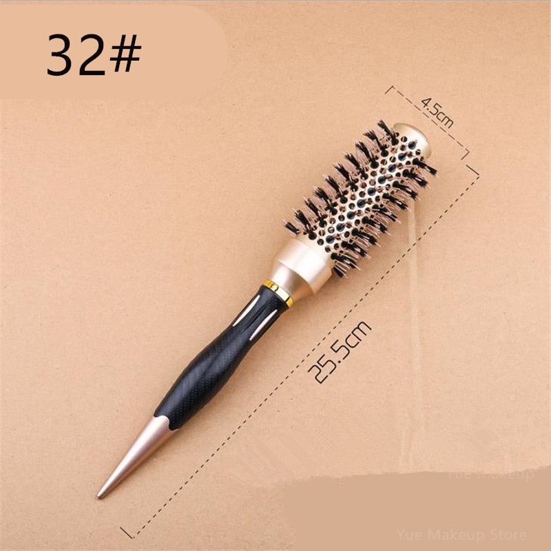 Professional 4 Sizes Round Hair Comb Curling Hair Brushes Comb Ceramic Iron Barrel Comb Hairdressing Styling Tools Wholesale 30#