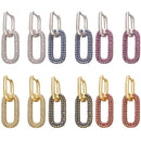 ZHUKOU one pair Hoop Earrings Women CZ Jewelry Gold /Silver Color Rectangle Earring Hoops for party birthday gifts model:VE129