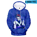 The Newest 3D Hisoka Hoodies Sweatshirts Men Women Hoodie Fashion Autumn 3D Comic Hisoka Boys Girls Black+White Pullovers