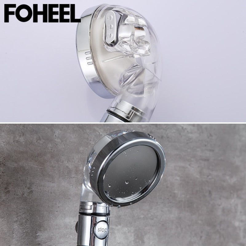 FOHEEL Shower Head Adjustable 3 Mode Shower Head Hand Shower High Pressure Water Saving One Button To Stop Water Shower Heads