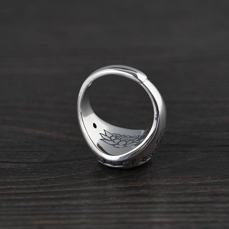 Anillo de moda Mantra de seis palabras de plata pura para hombres y mujeres, anillos Retro budistas de plata Real para pareja, anillo de plata 925, regalo de joyería