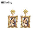 2020 pendientes colgantes antiguos Madre de Dios Virgen María pinturas Retro cabujón de cristal colgantes de Mandala joyería para mujer