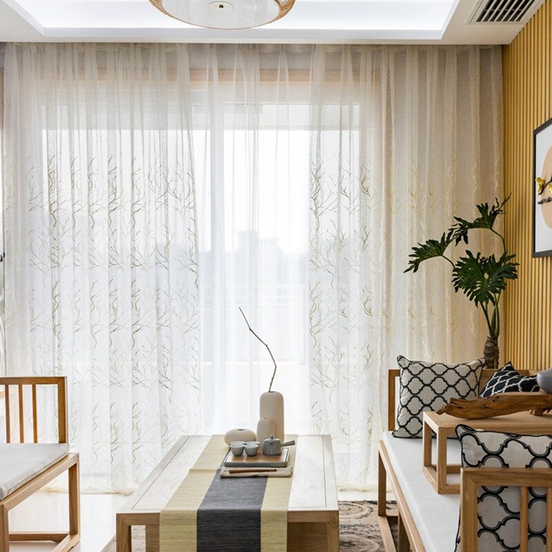 Geometrischer Vogelnestvorhang für Wohnzimmer Durchsichtiger Voile für Fenster Schlafzimmer Tüllvorhang Küche Maßgeschneiderte Cortinas M156&amp;C