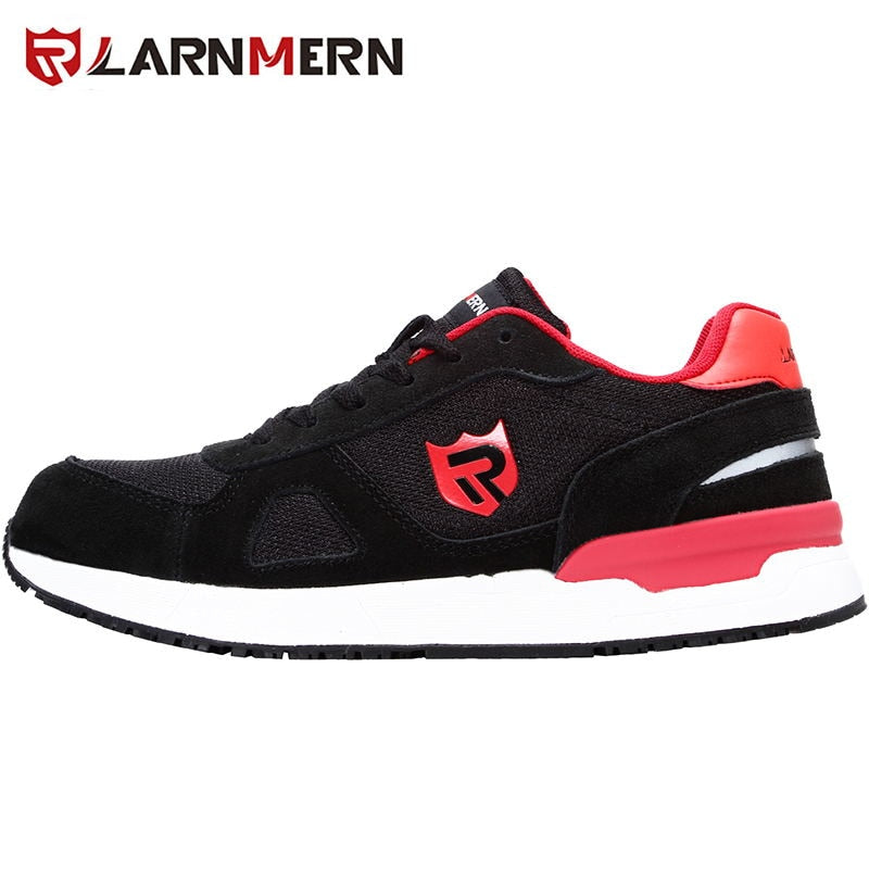 LARNMERN, zapatos de seguridad para el trabajo para hombres, zapatillas de construcción con punta de acero, transpirables, ligeros, antigolpes, antiestáticos, antideslizantes