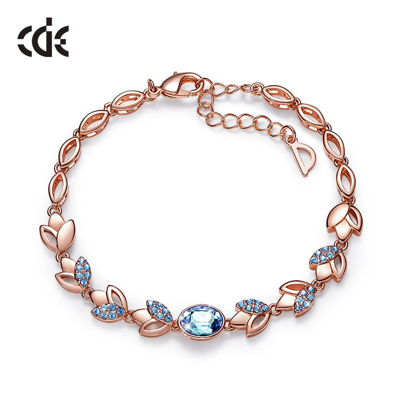 CDE Pulsera de oro para mujer Joyas adornadas con cristales Pulsera ajustable Joyas de oro rosa para ella