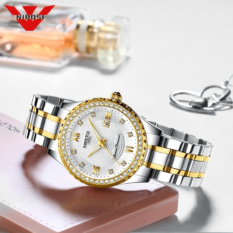 NIBOSI 2022 New Gold Watch Women Watches Ladies Creative Steel Women&