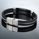 Vnox Casual Bracelets for Men Women Custom Engraving Stainless Steel Personalized Silicone Bangle