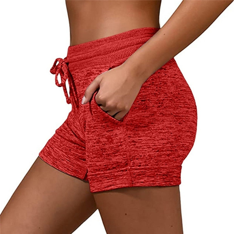 Summer Women Casual Running Sports Shorts Waistband Elastic Waist Shorts Fashion Hot Female Girls Cotton Solid Loose Shorts