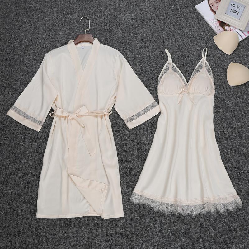 Sexy Womens Night Robe Strap Top Pajamas Suit Summer Two Piec Sleepwear Sets Casual Home Wear Nightwear Sleep Kimono Bath Gown