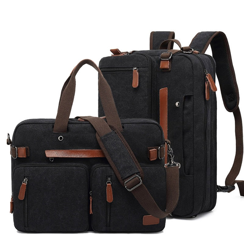 Men Canvas Work Bag Briefcase Travel Messenger Shoulder Bag Multifunction Tote Handbag Big Casual Business Laptop Pocket XA284ZC