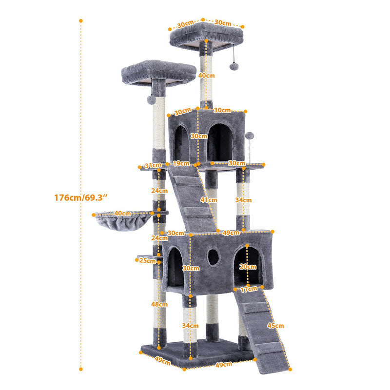 Luxury Cat Tree  Large Climbing Frame Multi-Layer Scratching Post Resistant Sisal Cat Tree with Hanging Ball Kittern Playground