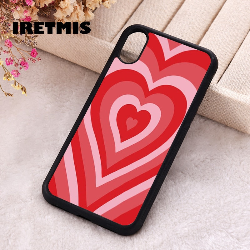Iretmis 5 5S SE 2020 phone cover cases for iphone 6 6S 7 8 Plus X Xs Max XR 11 Pro 12 13 MINI Soft Silicone TPU RED HEART LATTE