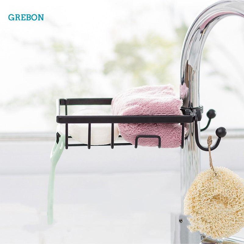 Faucet Organizer Kitchen Sink Storage Sponge Holder Adjustable Cloth Shelf Stainless Steel Dish Drainer Bathroom Accessorie Soap