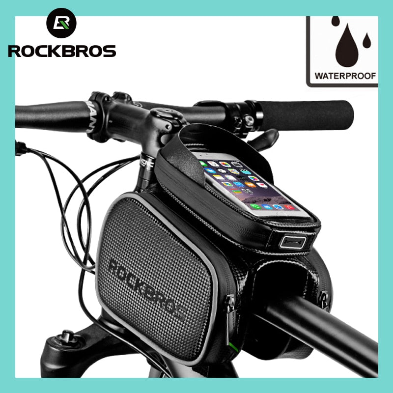 ROCKBROS Cycling Bike Top Tube Bag Rainproof MTB Bicycle Frame Front Head Cell Phone Touch Screen Bag Pannier Bike Accessories