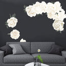 White Peony Wall Stickers for Living room Bedroom Self-adhesive Vinyl ins Wall Decals Eco-friendly Removable Art Wall Murals