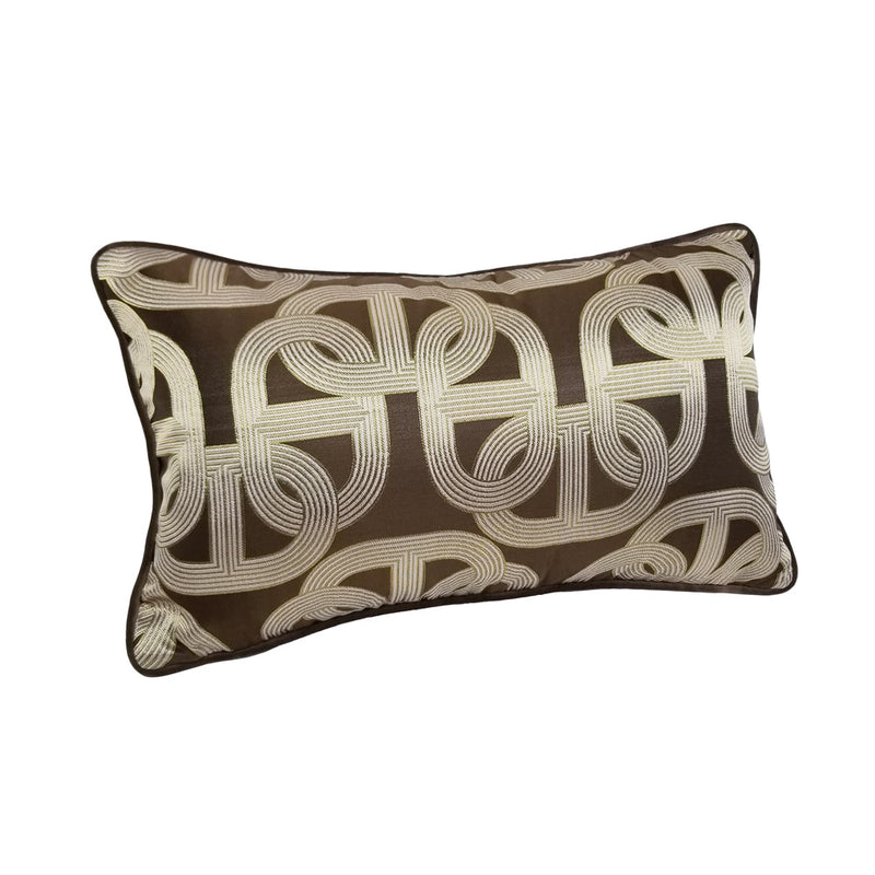 Classic Fashion Geometric Woven Brown Velvet Pipping 30x50cm Home Decor Lumbar Pillows Soft Warm Waist Designer Cushion Cover